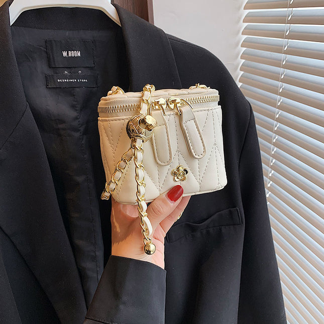 Beige Chic Quilted Mini Box Crossbody Bag – product detail