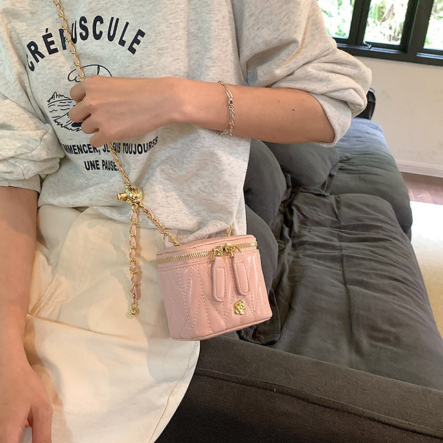 Pink Chic Quilted Mini Box Crossbody Bag