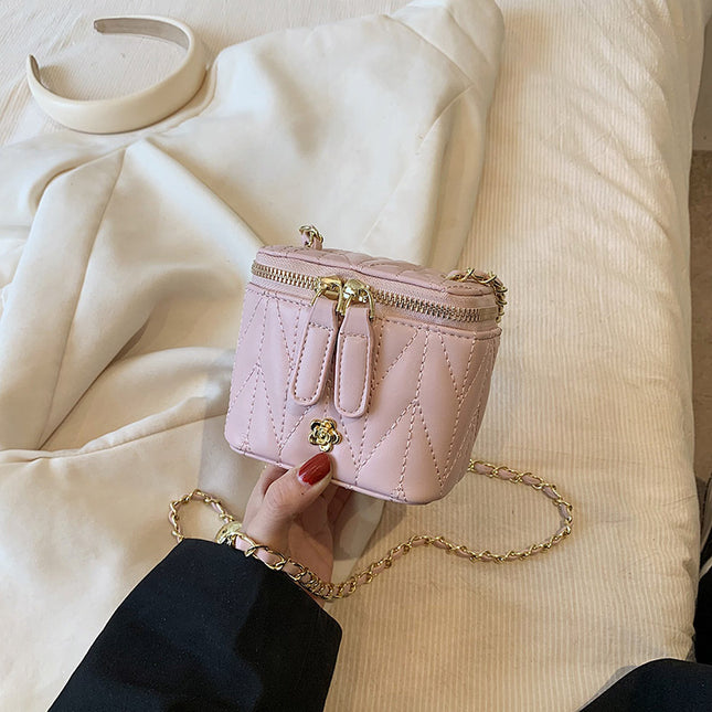 Pink Chic Quilted Mini Box Crossbody Bag – product detail
