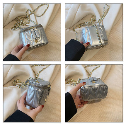 Pink Chic Quilted Mini Box Crossbody Bag - Luxury Style Chain Purse for Women