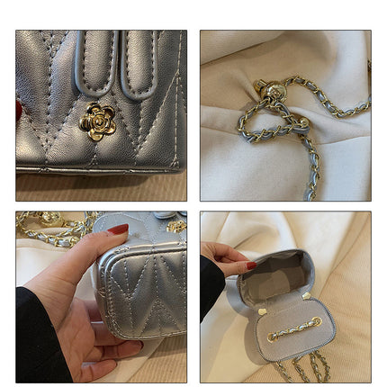 Pink Chic Quilted Mini Box Crossbody Bag - Luxury Style Chain Purse for Women