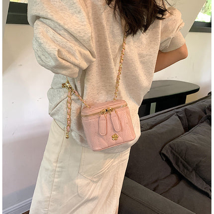 Pink Chic Quilted Mini Box Crossbody Bag - Luxury Style Chain Purse for Women