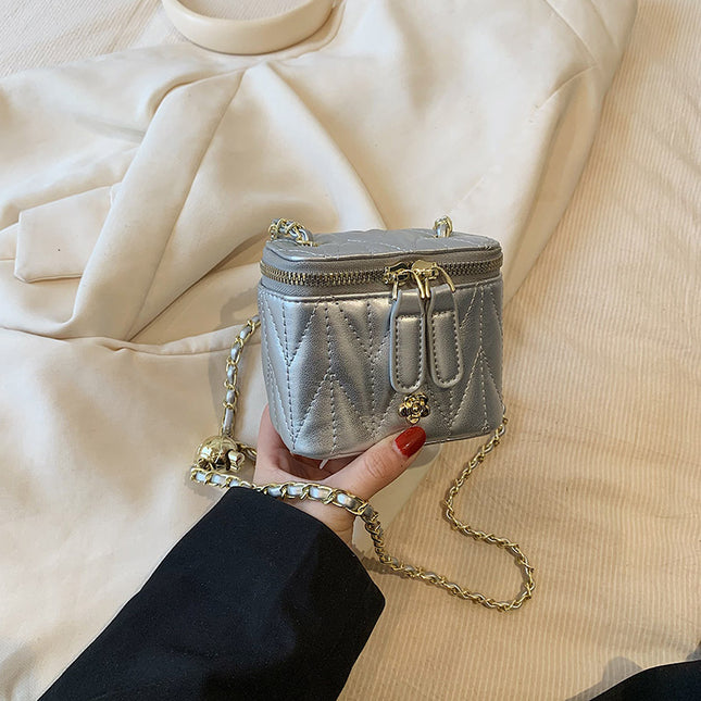 Silver Chic Quilted Mini Box Crossbody Bag – product detail