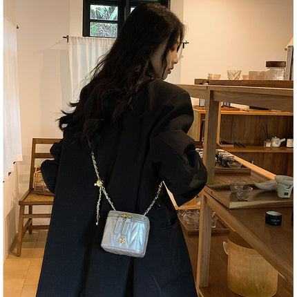 Silver Chic Quilted Mini Box Crossbody Bag - Luxury Style Chain Purse for Women