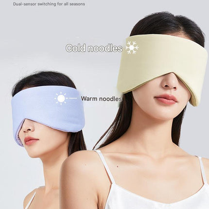 Pink Reversible All-Season Sleep Mask - Cooling & Warming with Sound Muffling Ear Covers Function