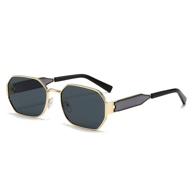 Gold Frame and Black Grey Lenses Modern Retro Geometric Sunglasses