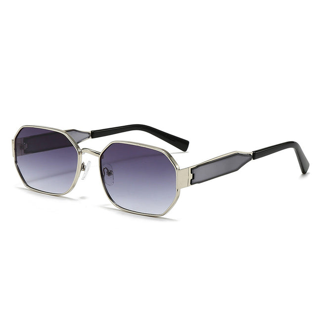 Silver Frame and Grey Lenses Modern Retro Geometric Sunglasses