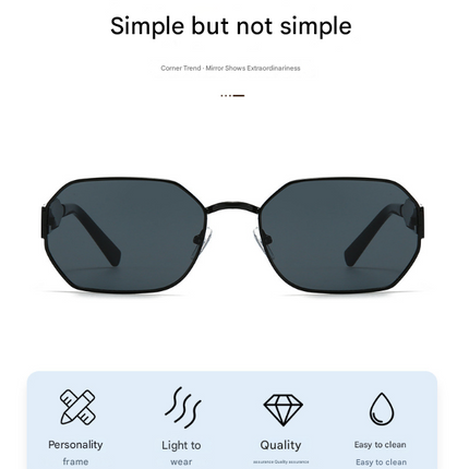 Gold Frame and Brown Lenses Modern Retro Geometric Sunglasses – product perspective