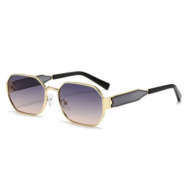 Gold Frame and Grey Lenses Modern Retro Geometric Sunglasses
