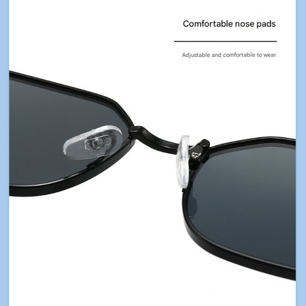 Gold Frame and Grey Lenses Modern Retro Geometric Sunglasses - Chic Metal Frame with UV400 Lenses and Black PU Leather Protective Case