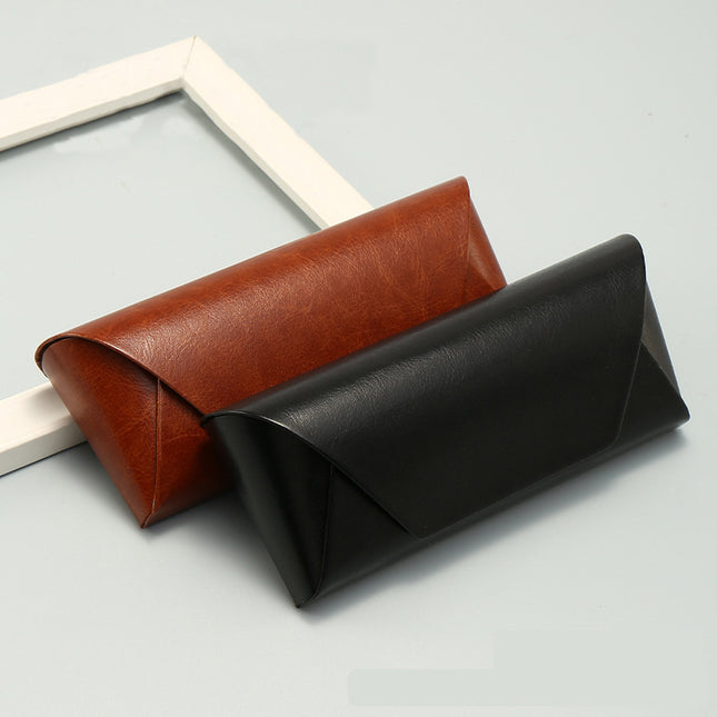 2 Pcs (1 Brown Plus 1 Black) Vintage Style PU Leather Eyewear Case
