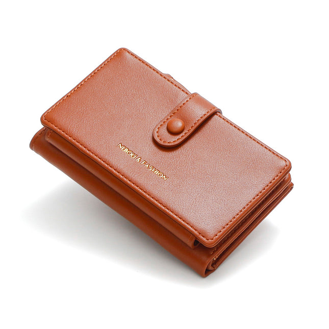 Light Brown Compact Bifold Wallet for Women