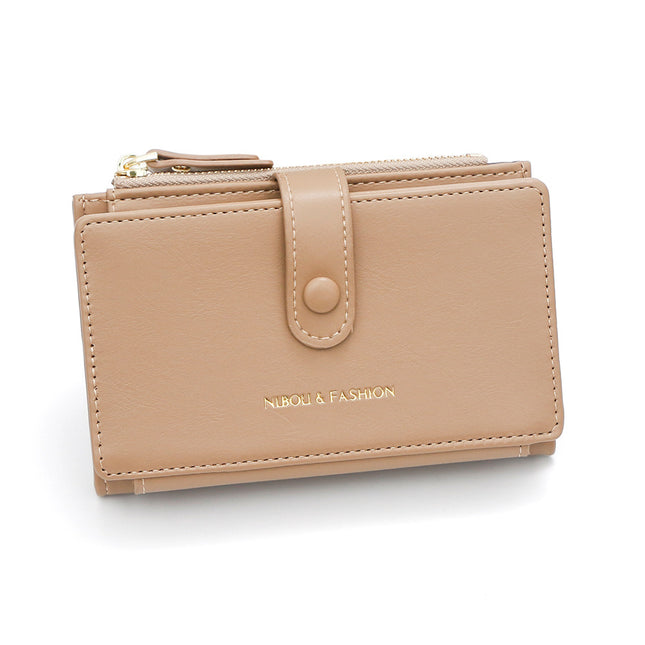 Khaki Compact Bifold Wallet for Women