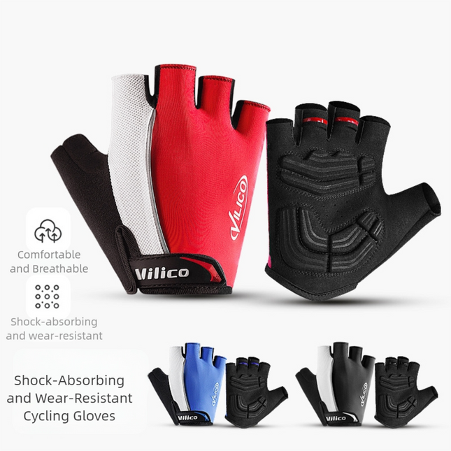 Size M Blue Padded Half-Finger Cycling Gloves – product detail