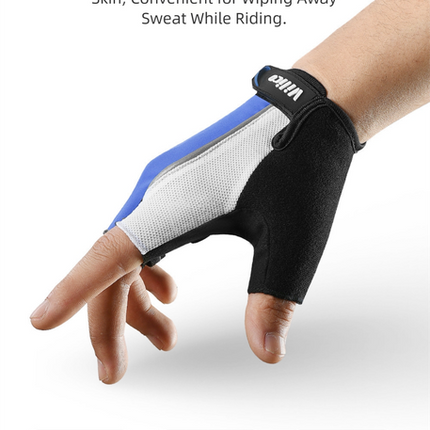 Size M Blue Padded Half-Finger Cycling Gloves - Breathable Shock-Absorbing Workout Gloves for Gym & Fitness