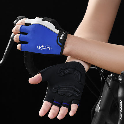 Size XL Black Padded Half-Finger Cycling Gloves - Breathable Shock-Absorbing Workout Gloves for Gym & Fitness