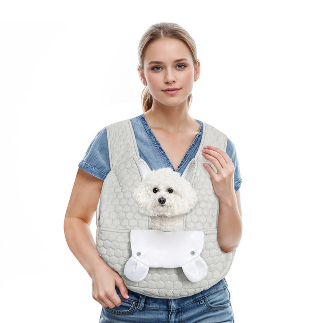 Grey Quilted Hands-Free Pet Carrier Sling