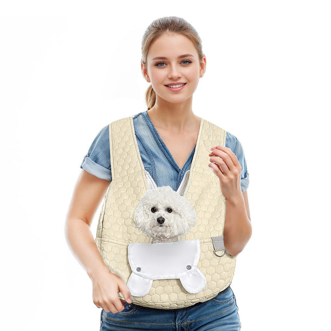 Light Khaki Quilted Hands-Free Pet Carrier Sling