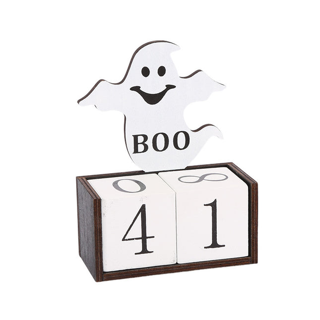 White Ghost Shape Festive Halloween Countdown Blocks