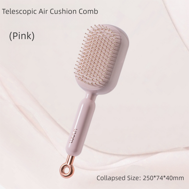 Pink Innovative Self-Cleaning Cushion Hairbrush