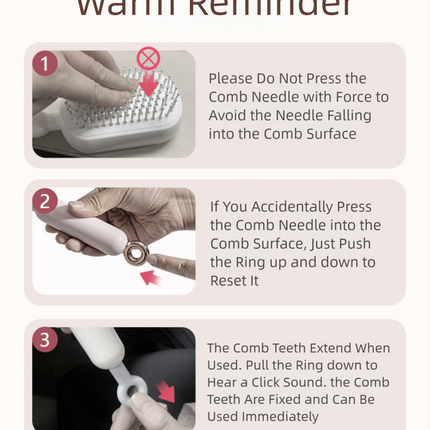 Pink Innovative Self-Cleaning Cushion Hairbrush - Retractable Bristle Detangling & Scalp Massager