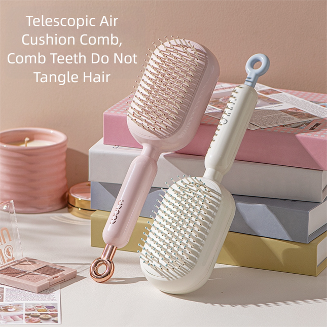 White Innovative Self-Cleaning Cushion Hairbrush – product detail