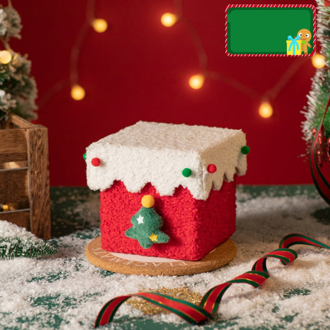 Red and White Luxe Plush Christmas Gift Box