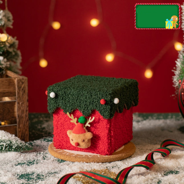 Red and Green Luxe Plush Christmas Gift Box