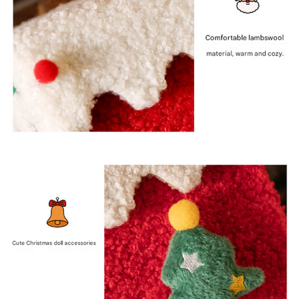 White and Green Luxe Plush Christmas Gift Box - Decorative Holiday Treat Box with Snowy Trim