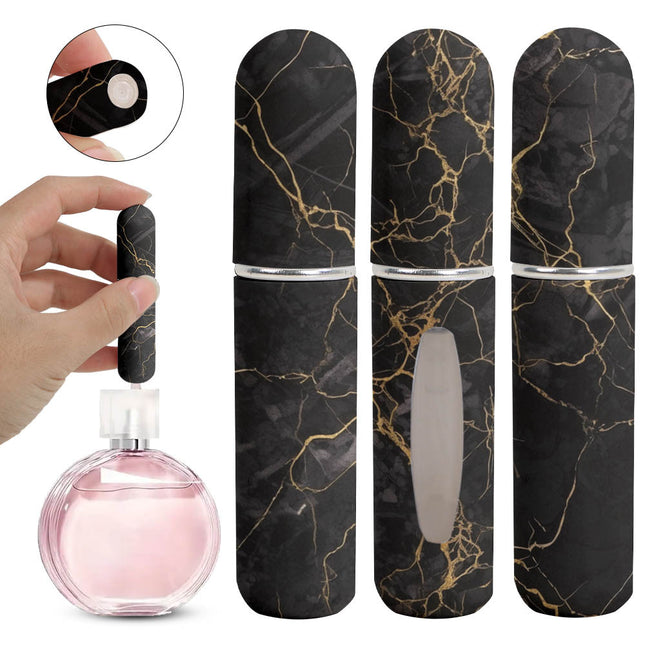 Black Chic Marble Travel Perfume Atomizer Set (3-Pack)