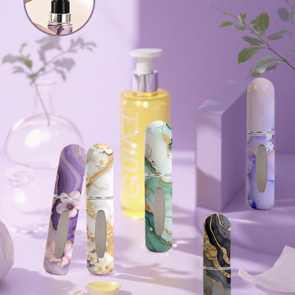 Black Chic Marble Travel Perfume Atomizer Set (3-Pack) - 5ml Leakproof Bottom-Fill Spray Bottles