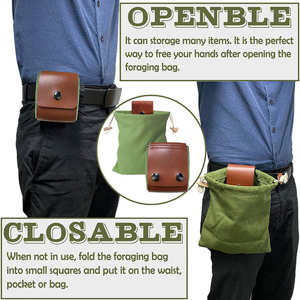 Black Collapsible Canvas Foraging Pouch – product features