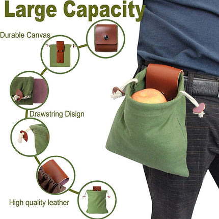 Black Collapsible Canvas Foraging Pouch – hardware detail