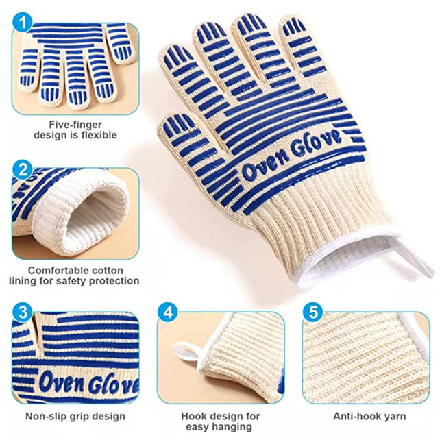 Blue and White Extreme Heat Resistant BBQ Gloves – product detail