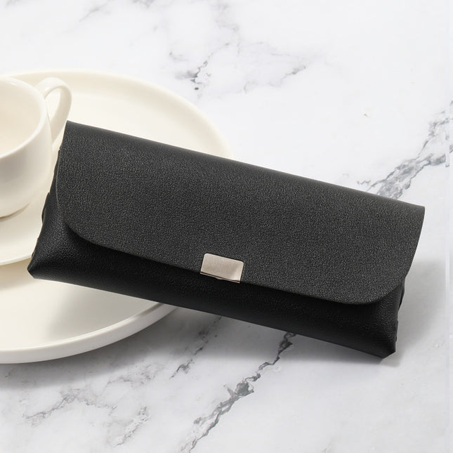 Black Sleek PU Leather Eyeglass Pouch Set (3-Pack)