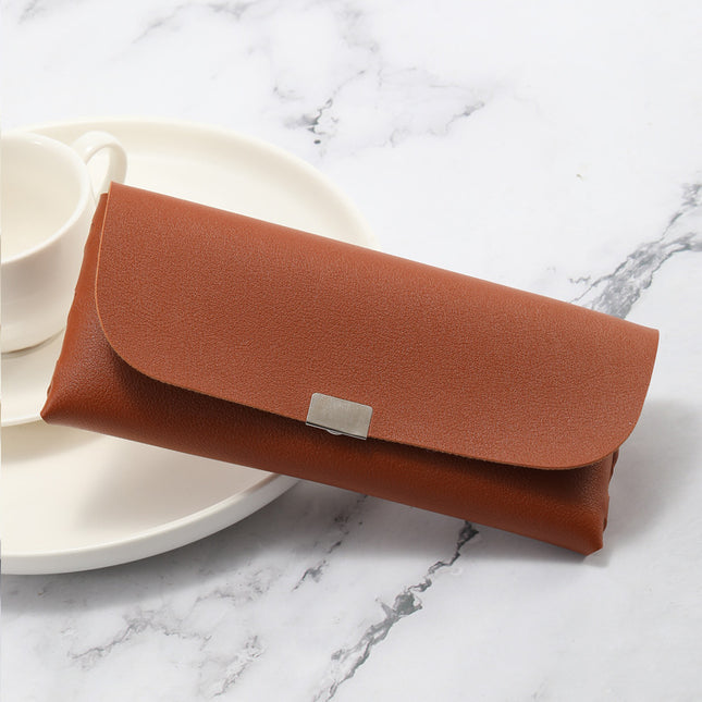 Brown Sleek PU Leather Eyeglass Pouch Set (3-Pack)