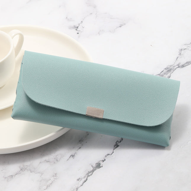 Blue Sleek PU Leather Eyeglass Pouch Set (3-Pack)