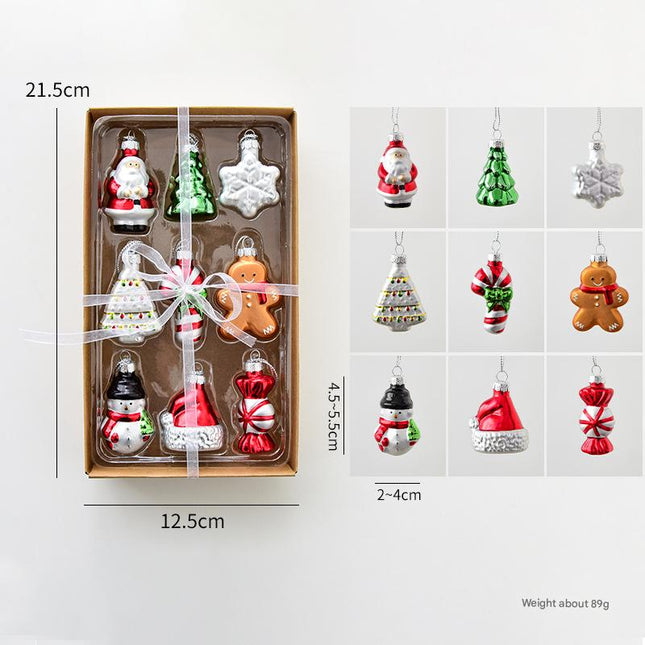 Style A Colorful Charming Miniature Glass Christmas Ornament Set