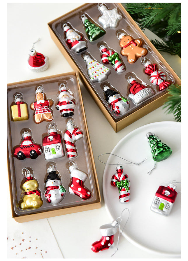 Style A Colorful Charming Miniature Glass Christmas Ornament Set – product detail