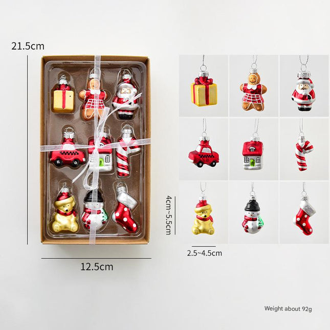 Style B Colorful Whimsical Miniature Glass Christmas Ornament Set