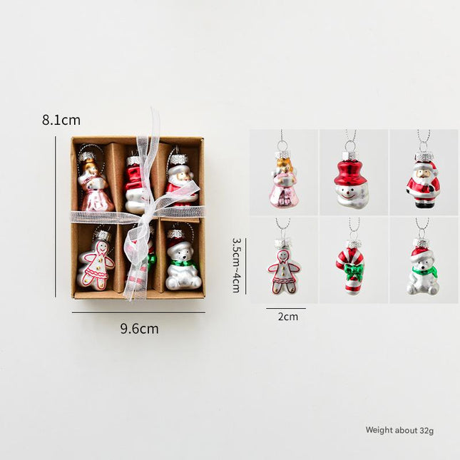 Style C Colorful Dainty Miniature Glass Christmas Ornament Set