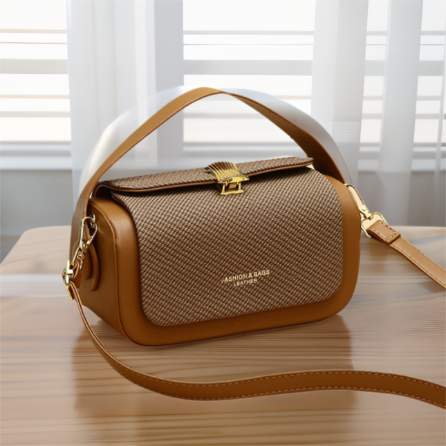Brown Elegant Top Handle Crossbody Bag