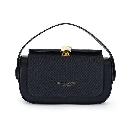 Brown Elegant Top Handle Crossbody Bag - Structured PU Leather Box Purse for Women