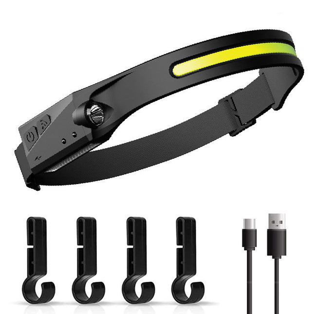 1 Piece Black Bright COB LED Headlamp with Motion Sensor