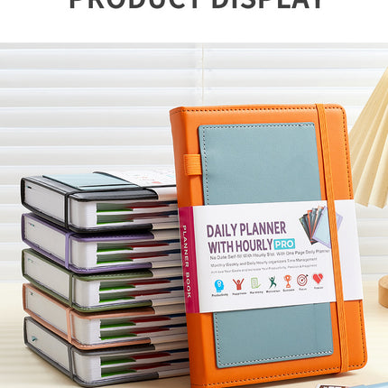 Green A5 PU Leather Agenda for Productivity & Time Management-Undated Daily & Hourly Planner Pro
