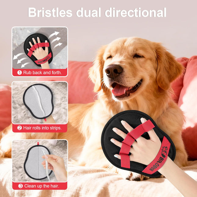 2-Pack Blue and Black Pet Hair Remover Glove