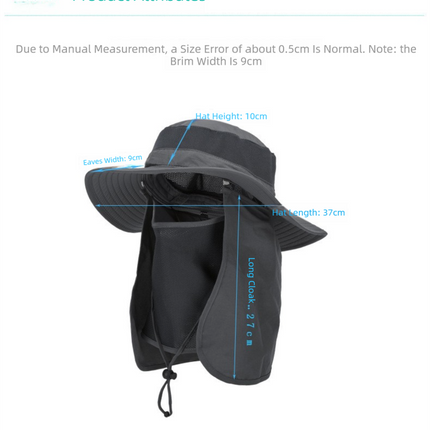 Dark Blue Outdoor Summer Sun Protection Hat with UV Protection Breathable Wide Brim Fisherman Cap for Hiking Cycling Fishing