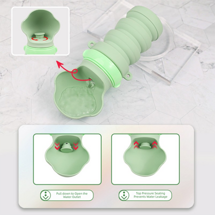 Green Portable Collapsible Pet Water Bottle for Dogs Outdoor Travel Drinking Dispenser Silicone Pet Water Cup