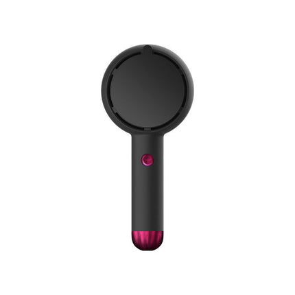 Black 2-in-1 Handheld Fan with LED Makeup Mirror - Portable USB Rechargeable Beauty Light Fan with Desktop Base - 3 Speed Quiet Airflow for Travel & Summer