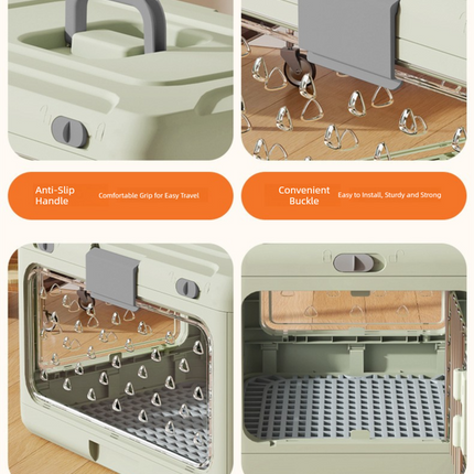 Blue Premium Foldable Pet Carrier Crate - Breathable Aviation Travel Box for Cats & Small Dogs up to 10kg - Portable Car & Flight Transport Case